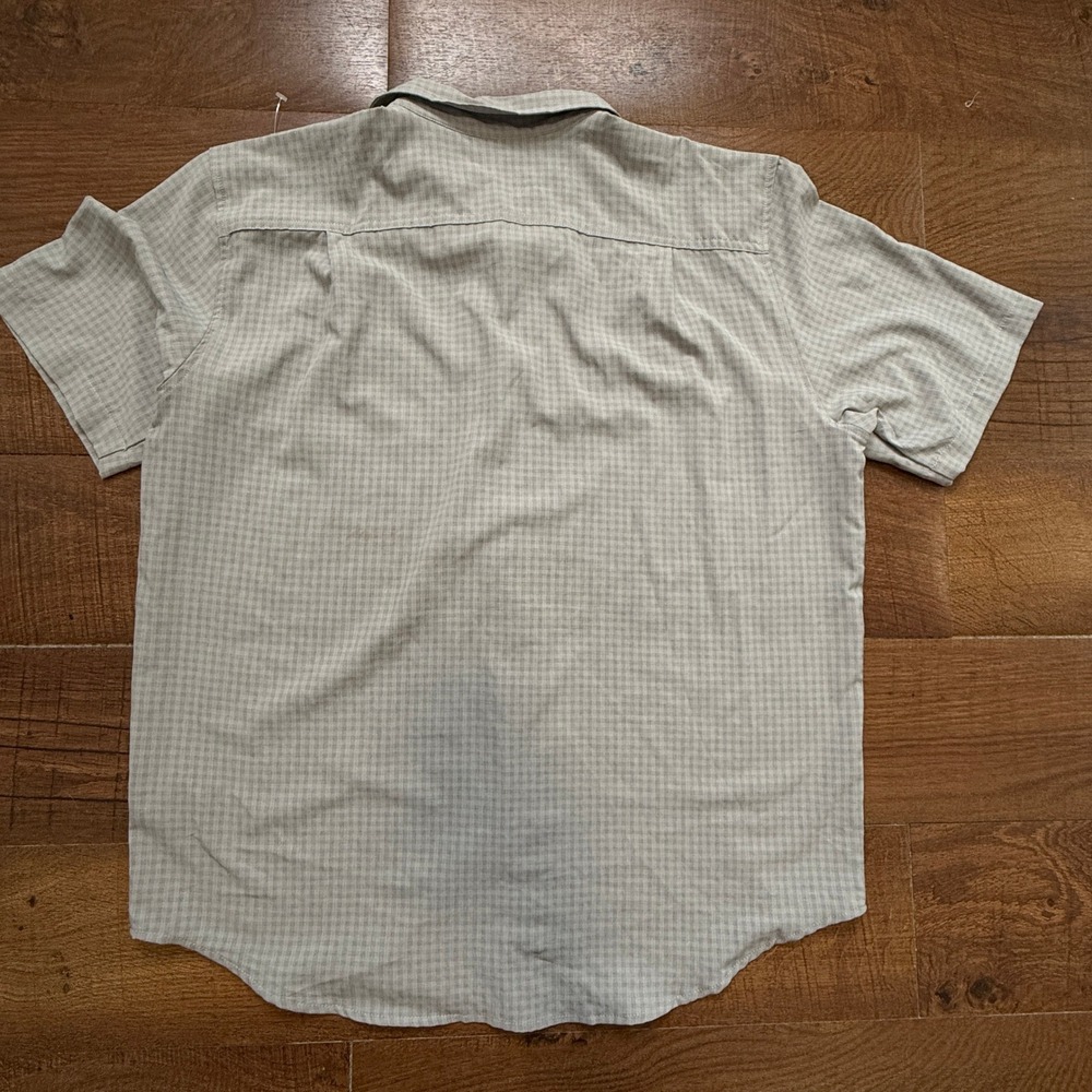 Orvis Button Down Shirt Mens Large Grey Micro Plaid Short Sleeve Outdoor Pocket - Picture 6 of 6
